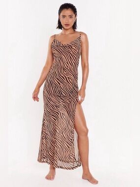 NWT Nasty Gal Tan and Black Zebra Cover-Up Dress - Small 6
